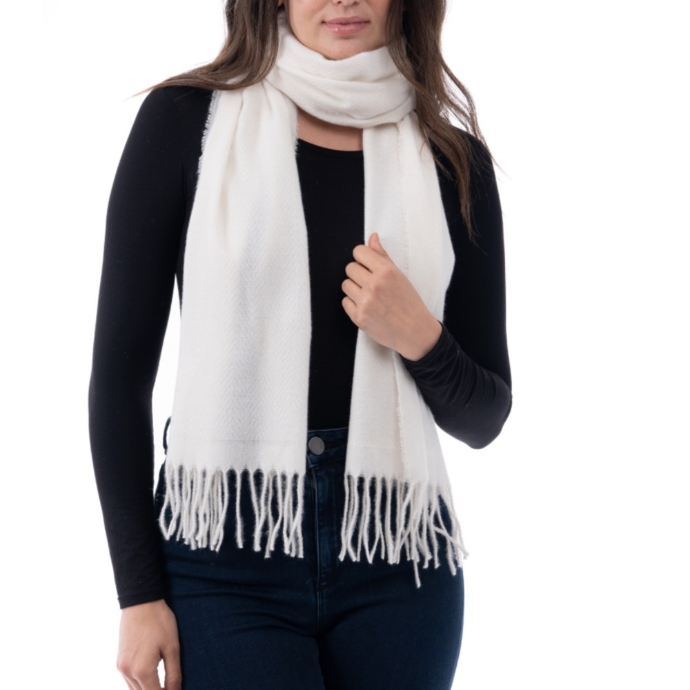 New! Style & Co Women's Ivory Solid Fringe-Trim Scarf, Created for Macy's